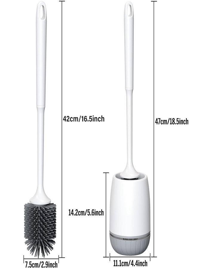 CUBIZ Silicone Toilet Brush with Quick Drying Stand and Leak-Proof Base, Toilet Brush Silicone Clean Without Dead Corners, Toilet Brush Holder Wall Mounted & Standing - Image 2
